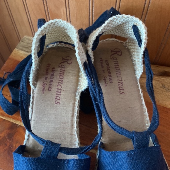 Ramoncinas lace-up wedge espadrilles. Rhinestone scull Sz 39 whimsigoth pirate - Picture 5 of 9